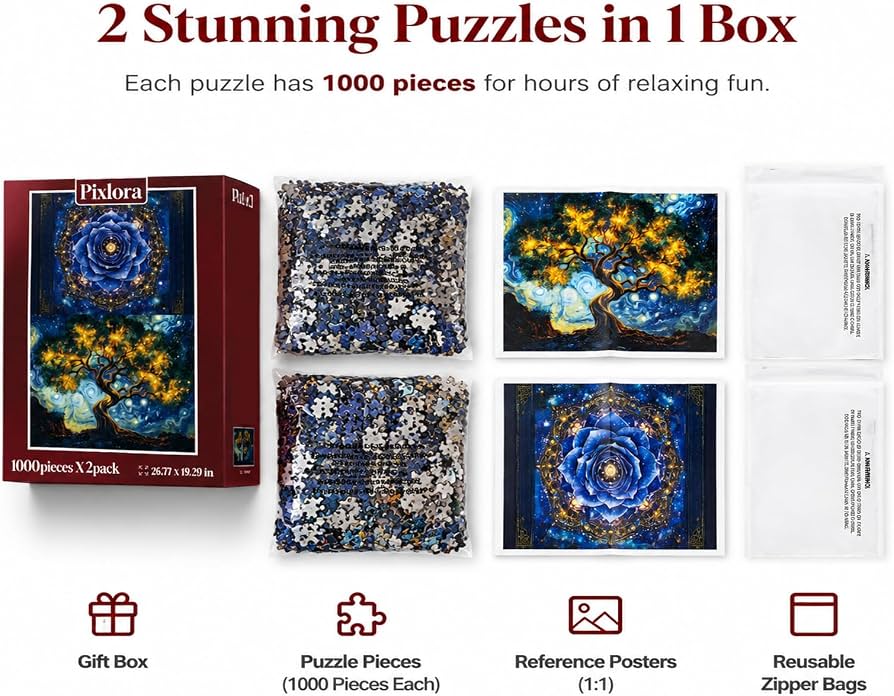 Amazon | Pixlora 1000ピースパズル 大人用 植物と宇宙の植物をテーマ